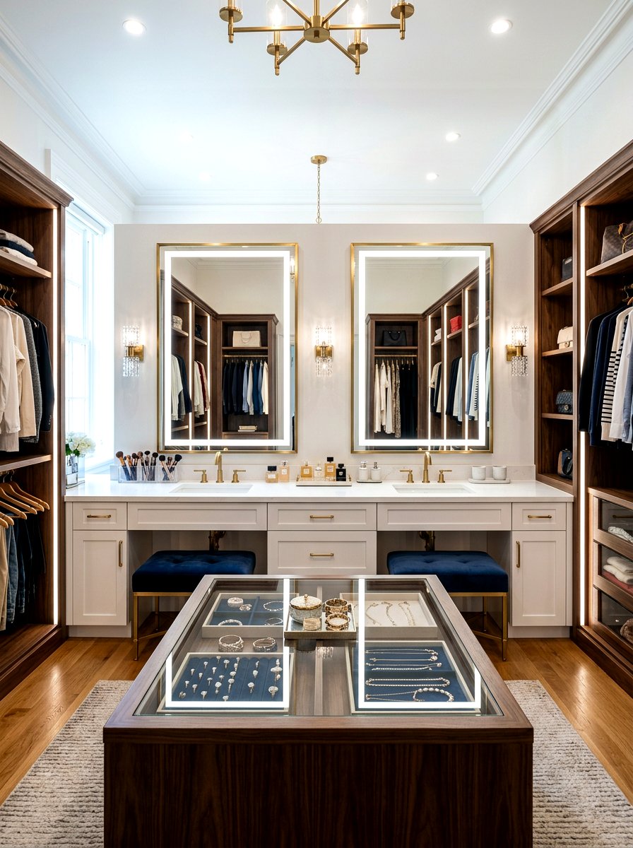 Double vanity mirror - 30 dressing room mirror ideas