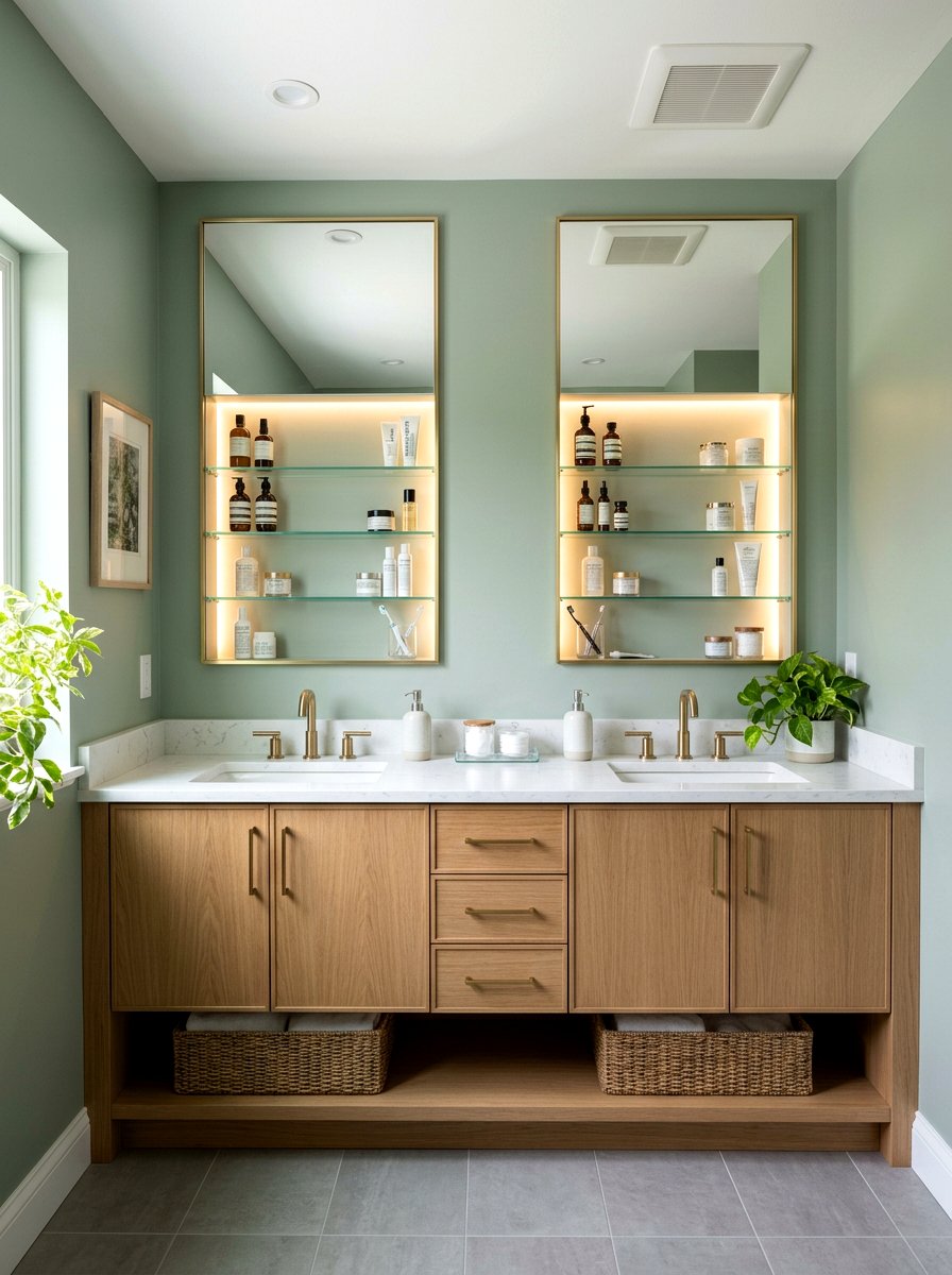 Double vanity recessed niche - 30 recessed medicine niche ideas