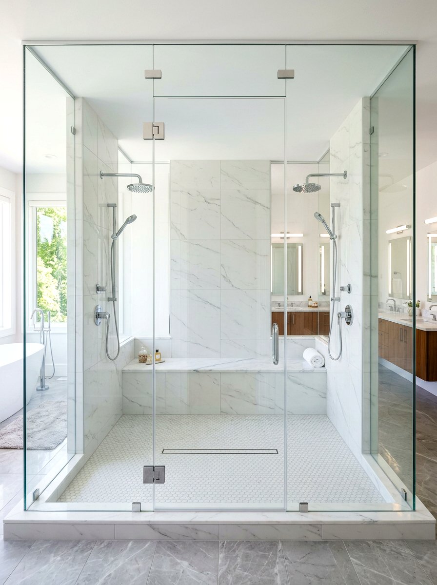 Double walk in shower - 30 walk in shower ideas