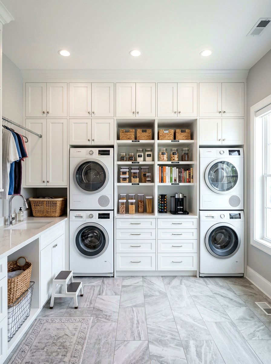 Double washer dryer pantry - 30 laundry room pantry combo ideas
