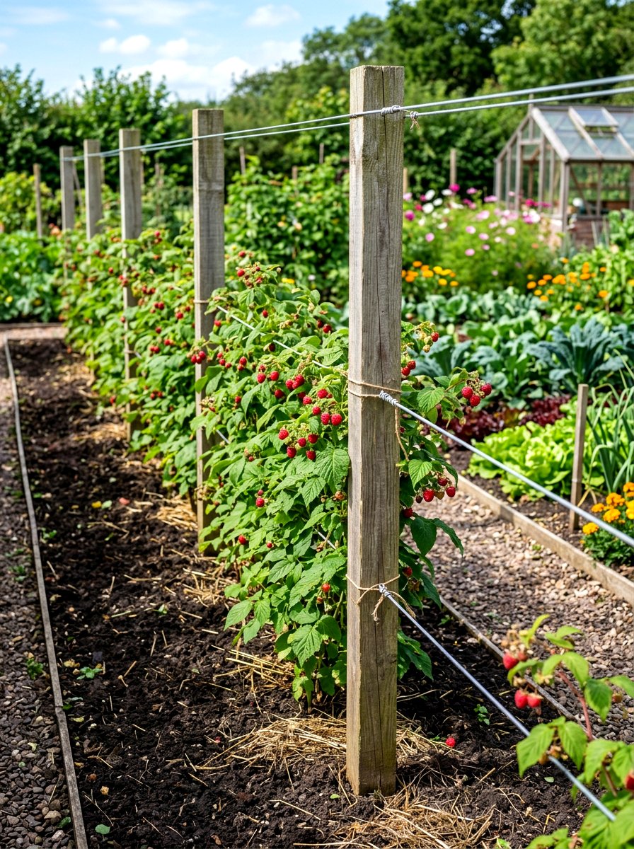Double wire raspberry trellis - 30 raspberry trellis ideas