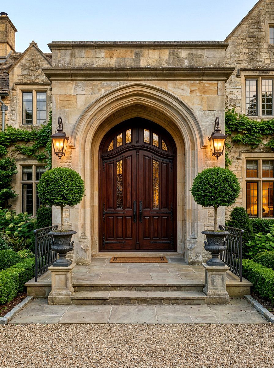 Double wood arched front door - 30 arched front door ideas