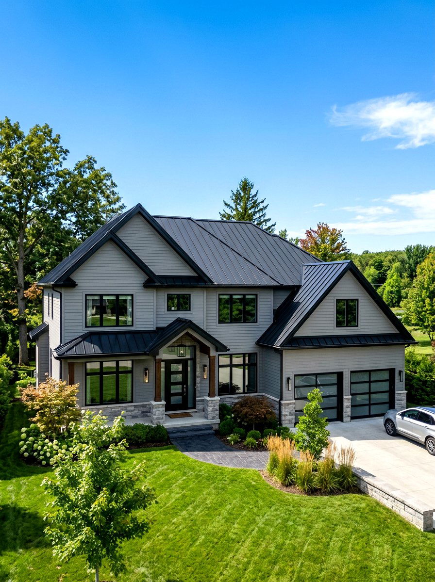 Dove Gray Exterior With Black Metal Roof - 30 gray house exterior ideas