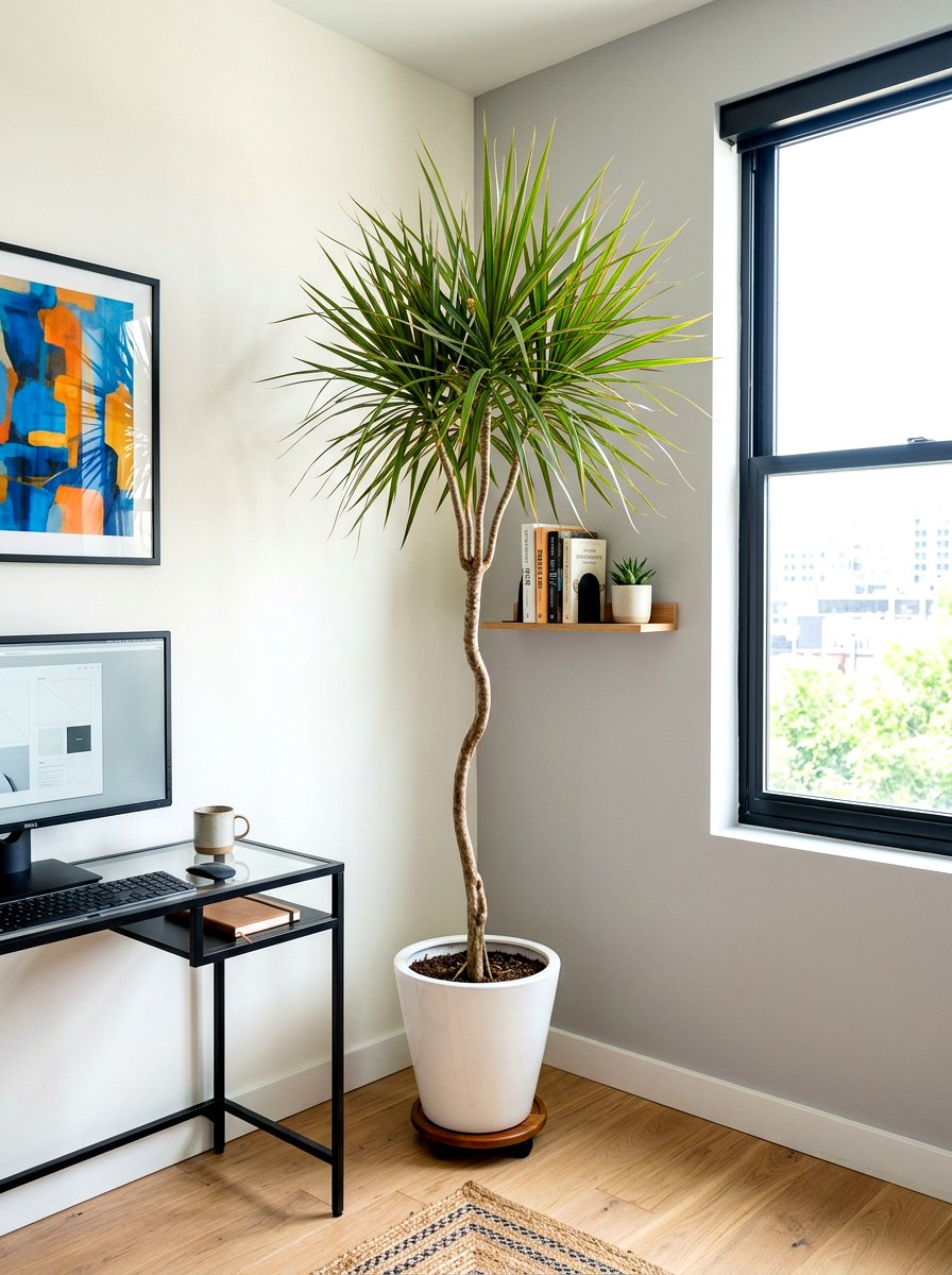 Dracaena marginata corner - 30 office plant corner ideas