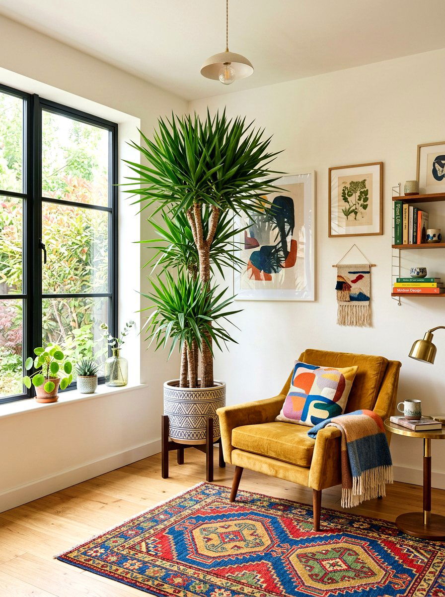 Dragon Tree Living Room Corner - 30 corner plant living room ideas