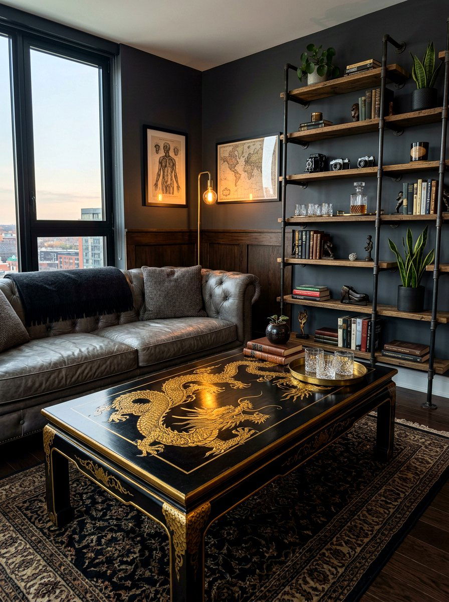 Dragon motif chinoiserie coffee table - 30 chinoiserie table ideas