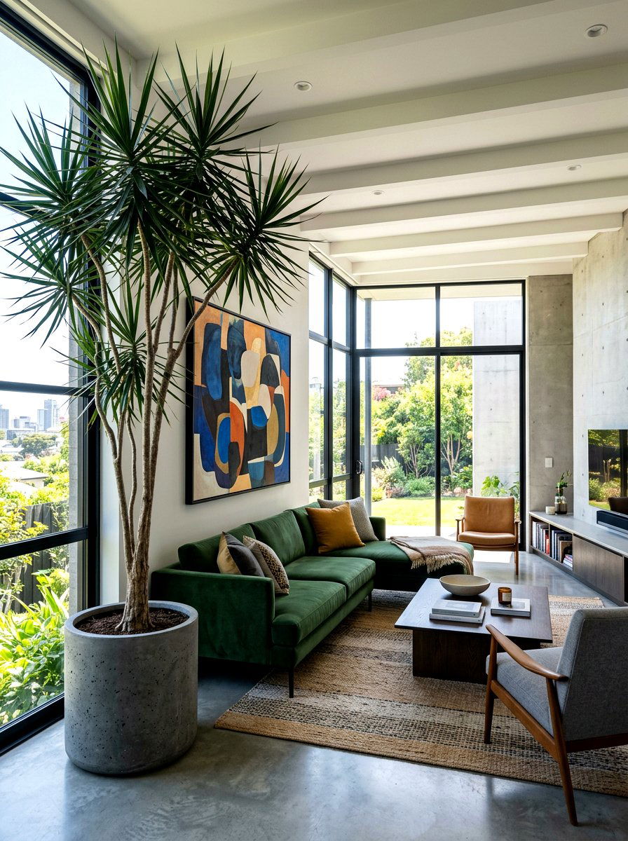Dragon tree floor accent - 30 low light indoor plant decor ideas