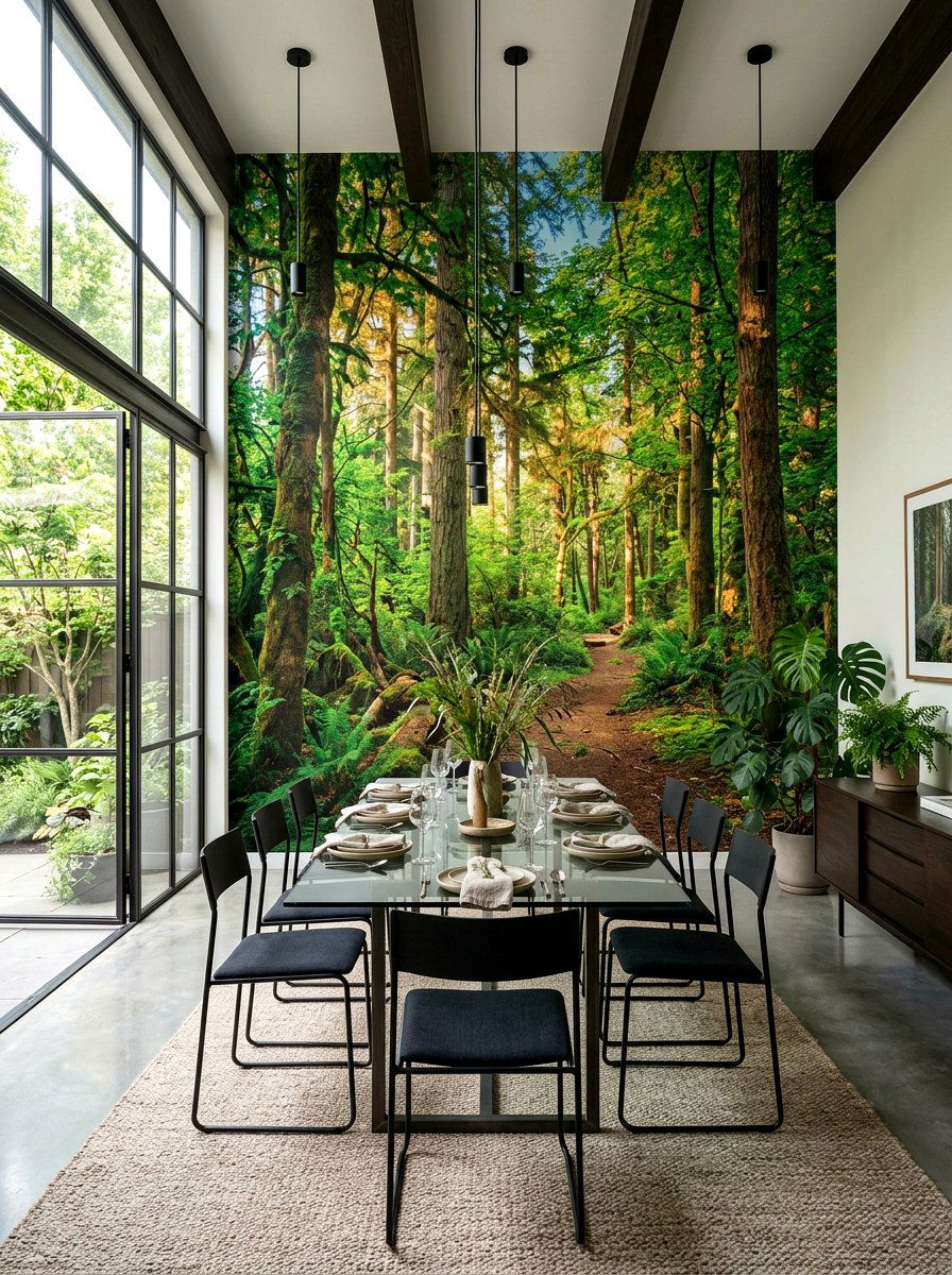Dramatic mural dining room - 30 art filled dining room ideas