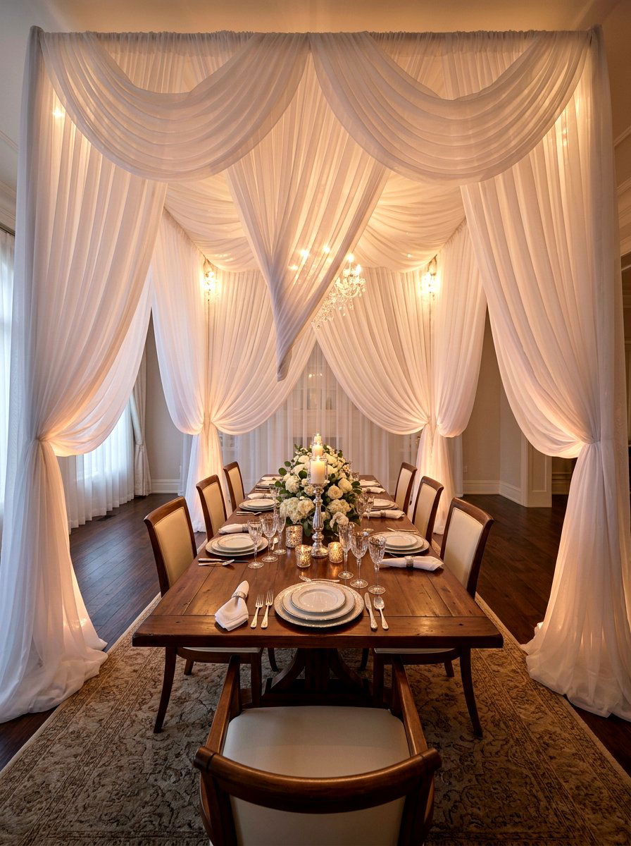 Draped Dining Room - 30 romantic dinner room ideas