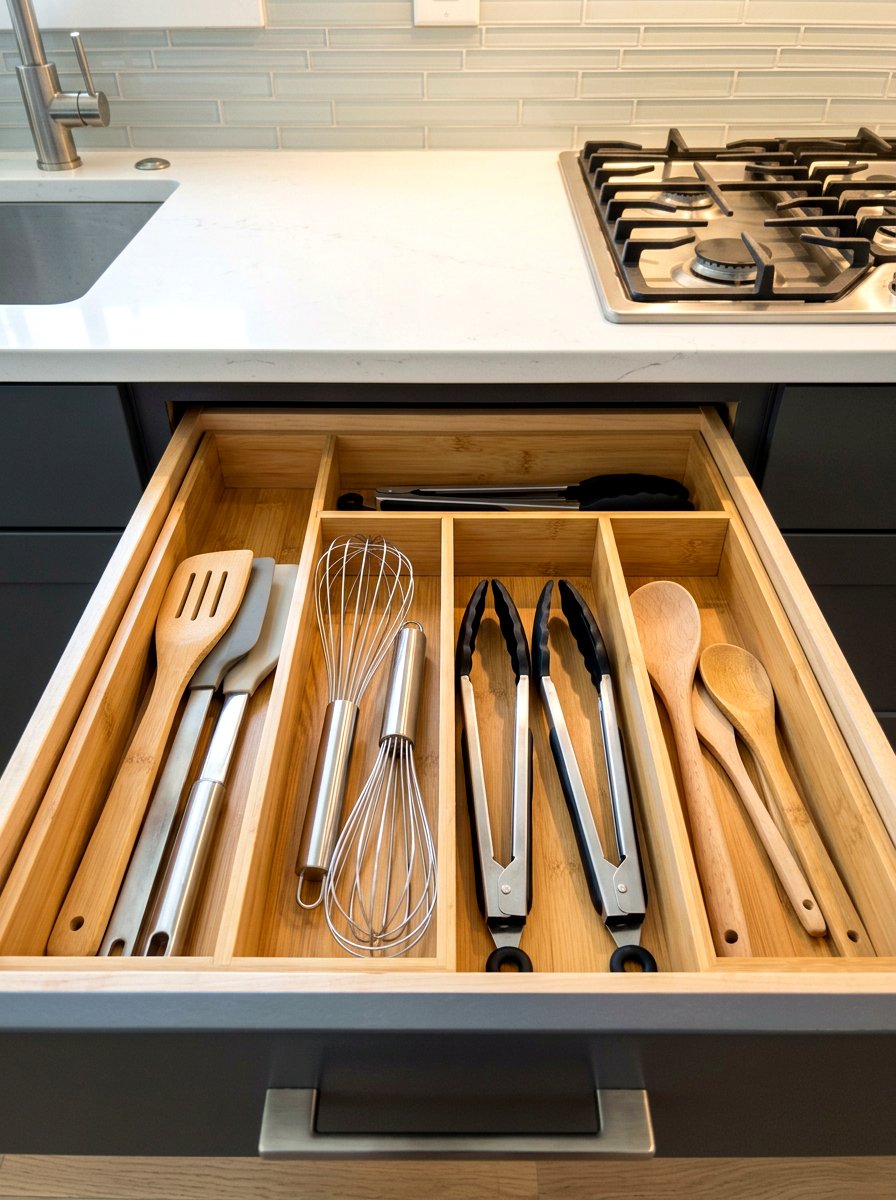Drawer divider inserts - 30 renter friendly kitchen storage ideas