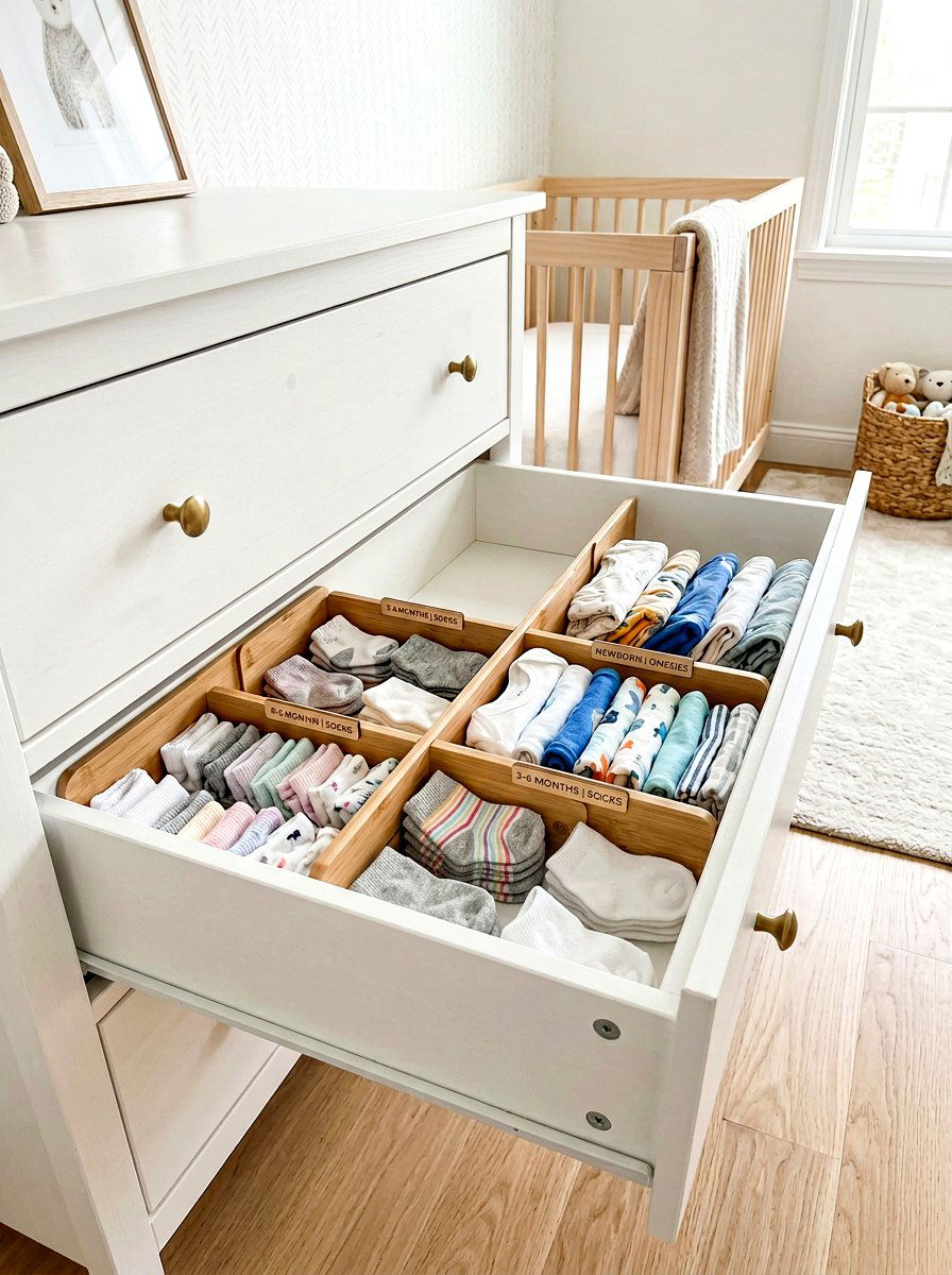 Dresser Drawer Dividers - 30 nursery storage ideas