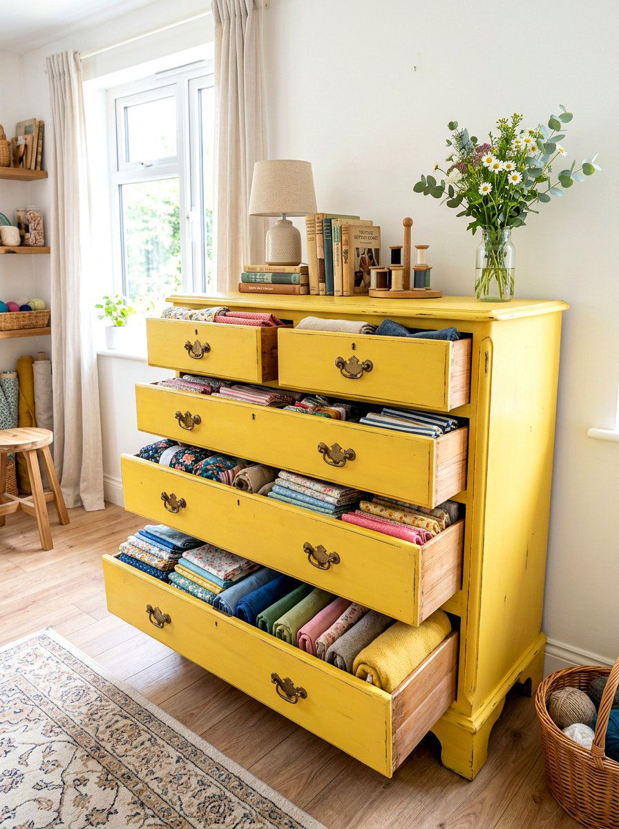 Dresser Fabric Storage - 30 sewing storage ideas