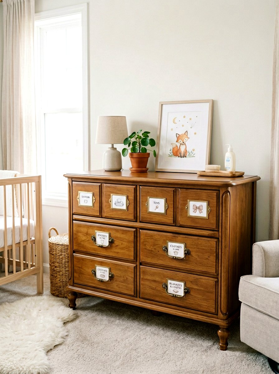 Dresser drawer labels - 30 nursery dresser organization ideas
