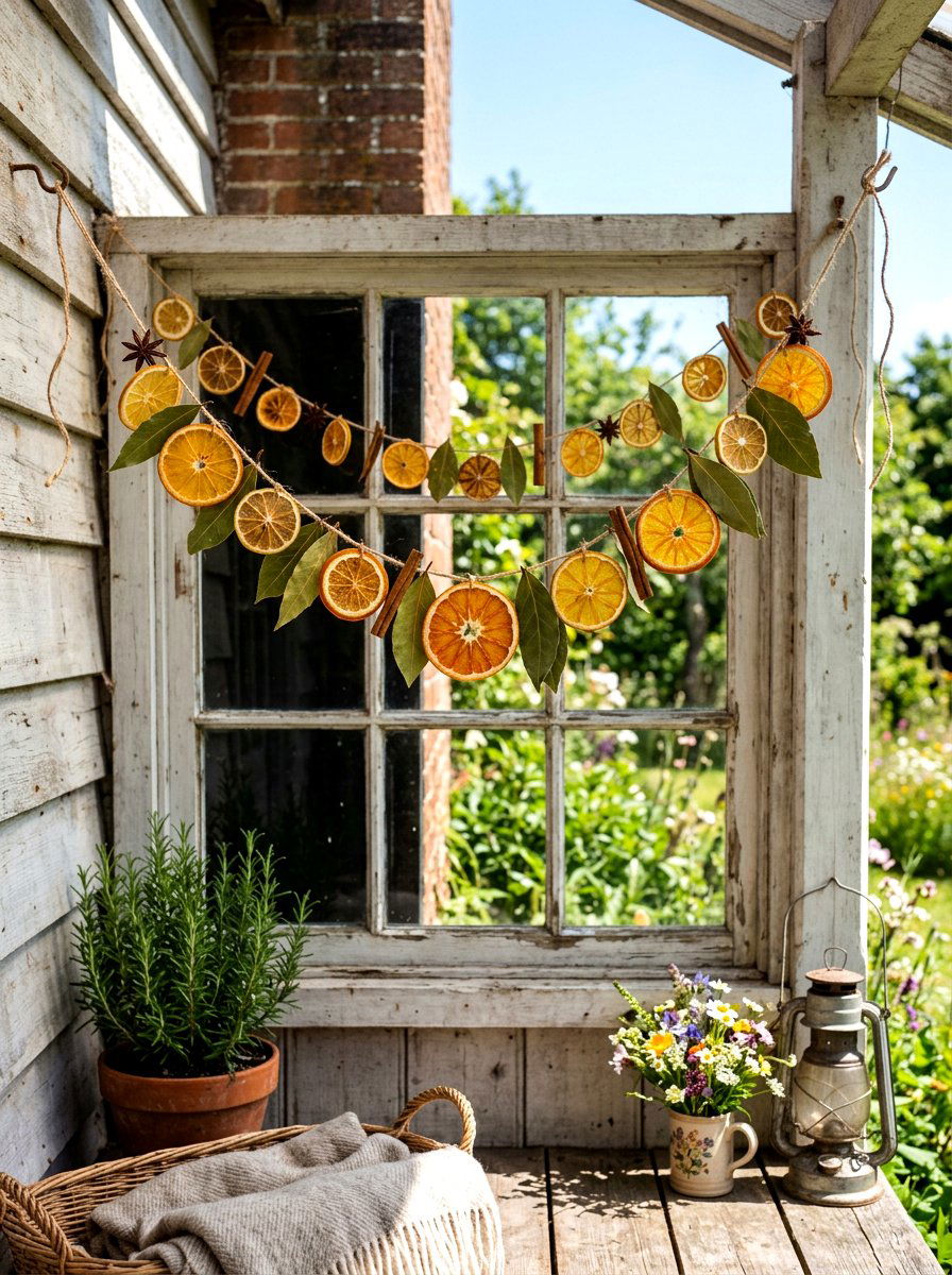 Dried Citrus Garland - 30 winter front porch ideas