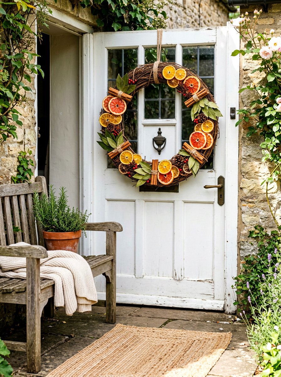 Dried Citrus Wreath - 30 winter wreath ideas