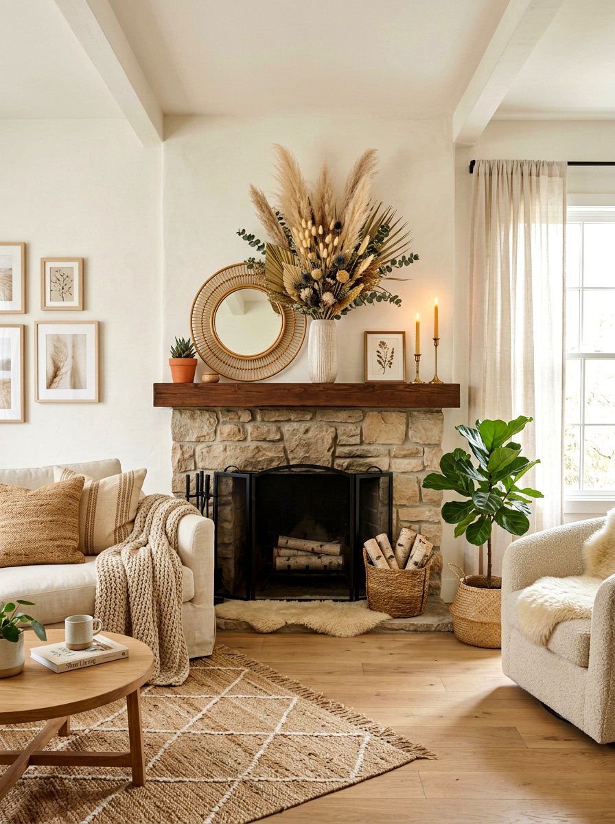Dried Floral Arrangement - 30 mantel shelf styling ideas