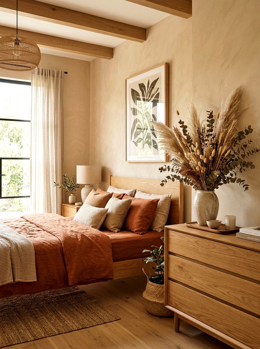 Dried Floral Arrangement - 30 romantic floral bedroom ideas