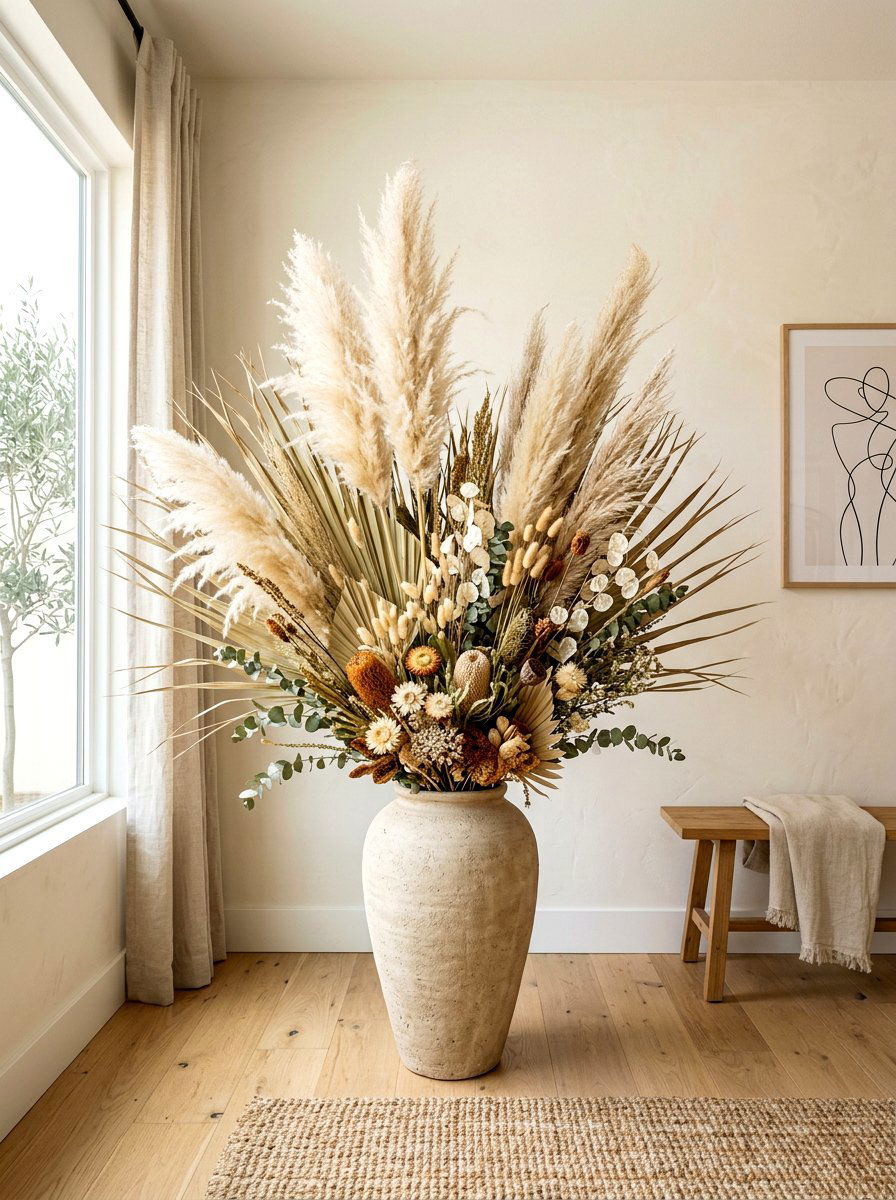 Dried Floral Arrangement - 30 styled corner for photos ideas