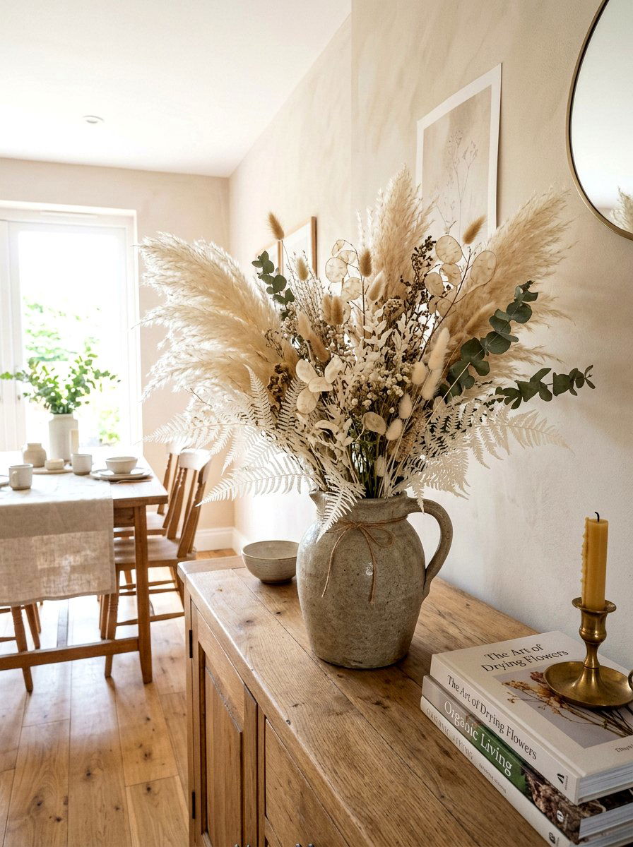 Dried Floral Bouquet - 30 neutral holiday decor ideas