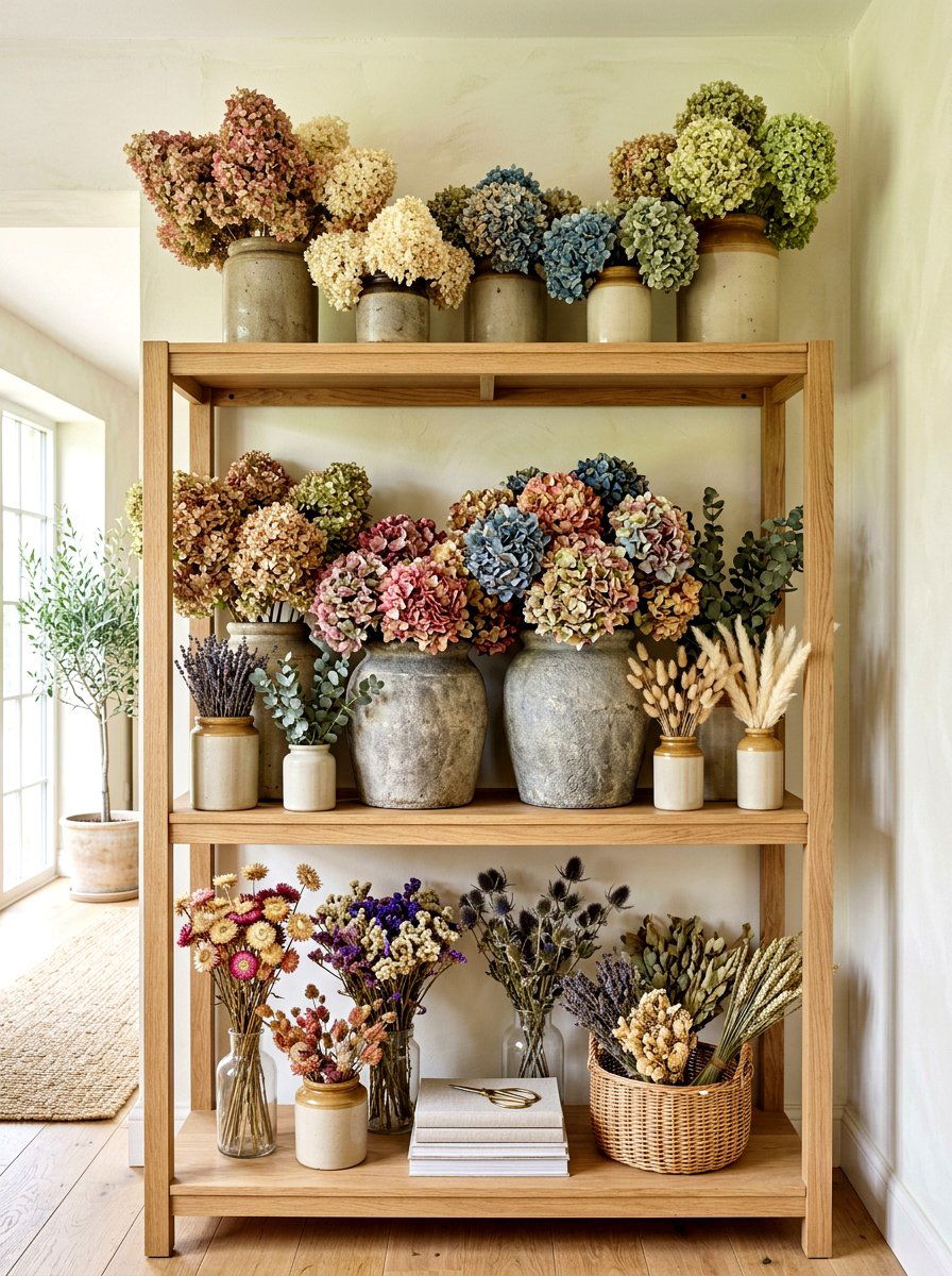 Dried Floral Shelf - 30 winter shelf styling ideas