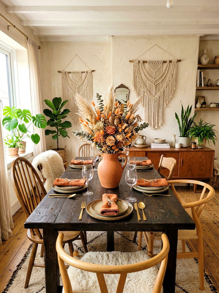 Dried Flower Apricot Centerpiece - 30 apricot table decor ideas