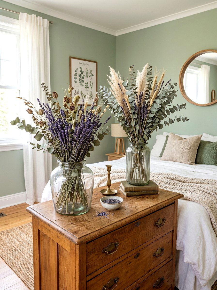 Dried Flower Arrangement - 30 dark academia bedroom ideas