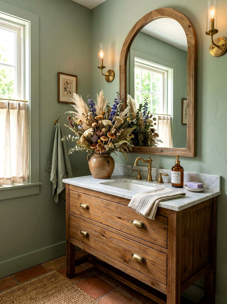 Dried Flower Arrangement - 30 mushroom powder room ideas