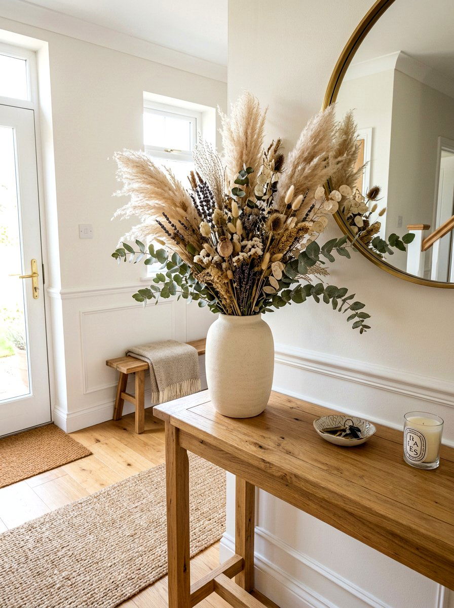 Dried Flower Arrangement Console - 30 biophilic interior design ideas