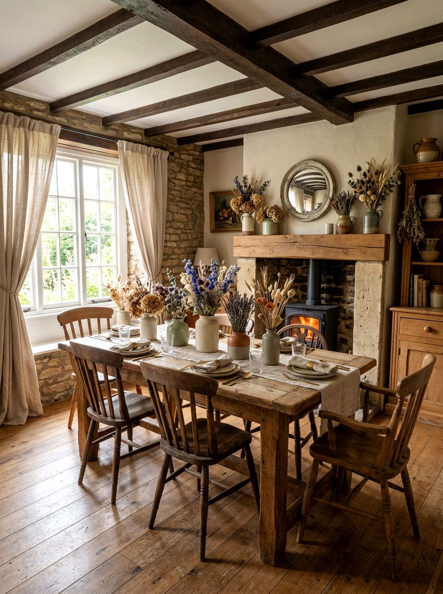 Dried Flower Arrangements - 30 cottage home decor ideas