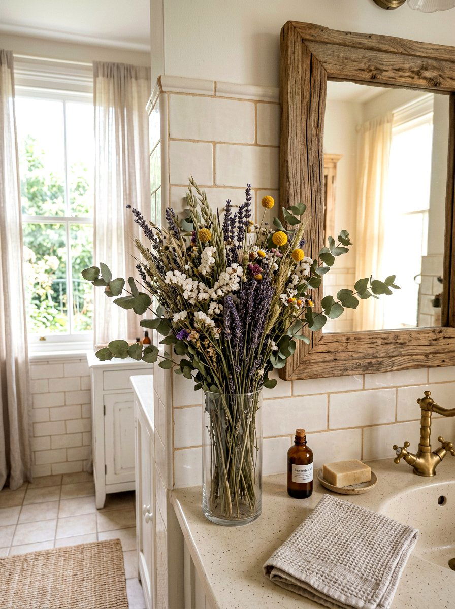 Dried Flower Bouquet - 30 fairycore bathroom ideas