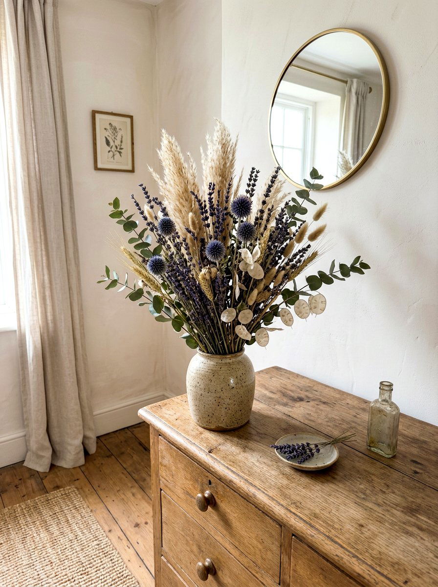 Dried Flower Bouquet - 30 Parisian bedroom ideas