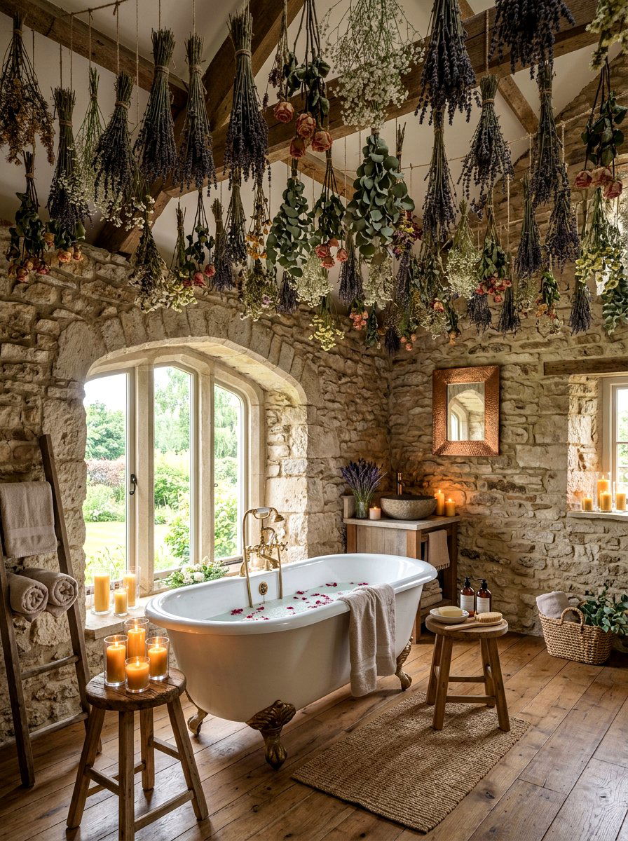 Dried Flower Ceiling - 30 vintage floral ceiling ideas