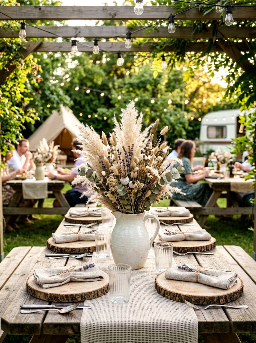 Dried Flower Centerpiece - 30 picnic party decor ideas
