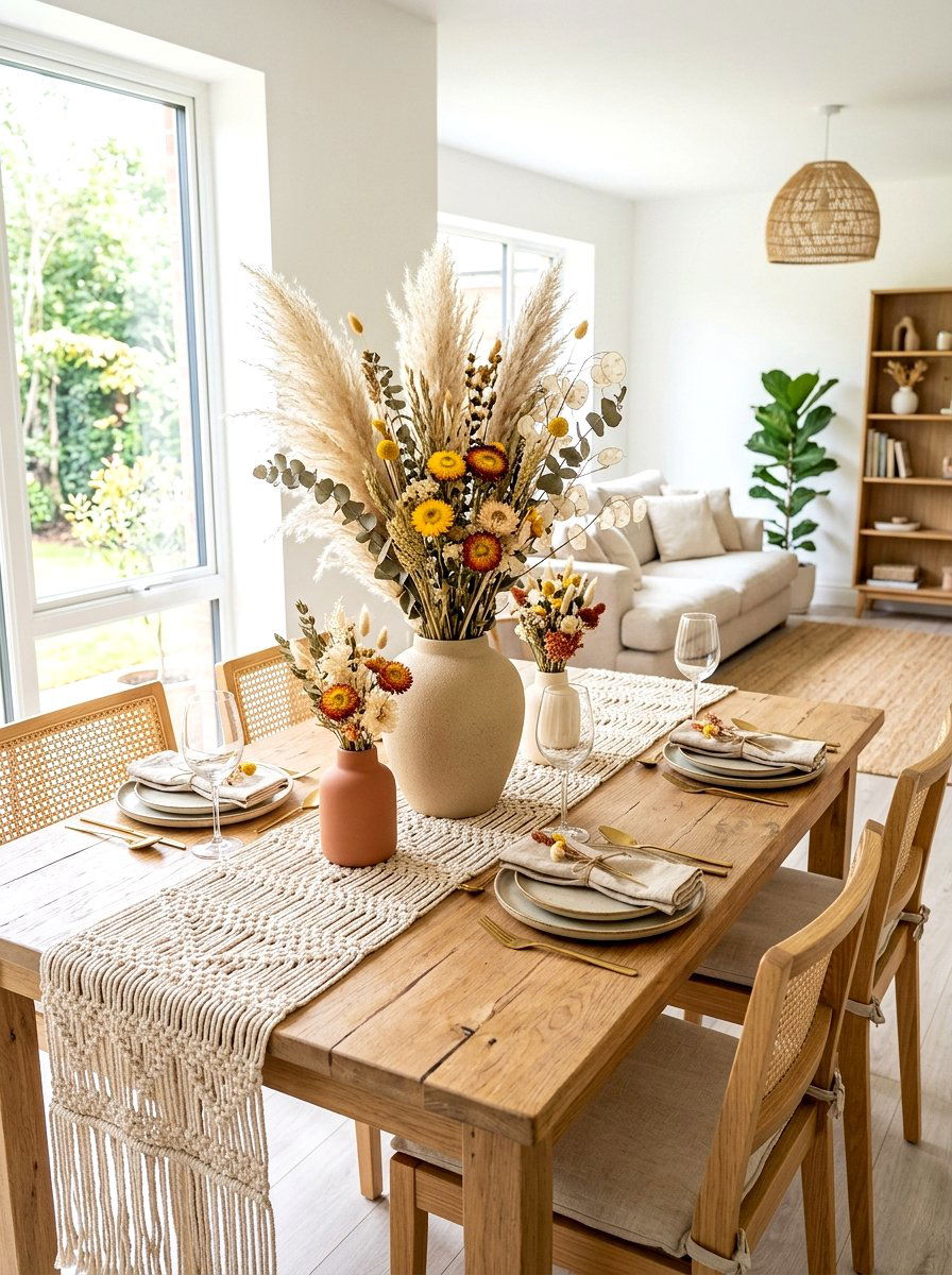 Dried Flower Dining Table - 30 floral tablescape ideas