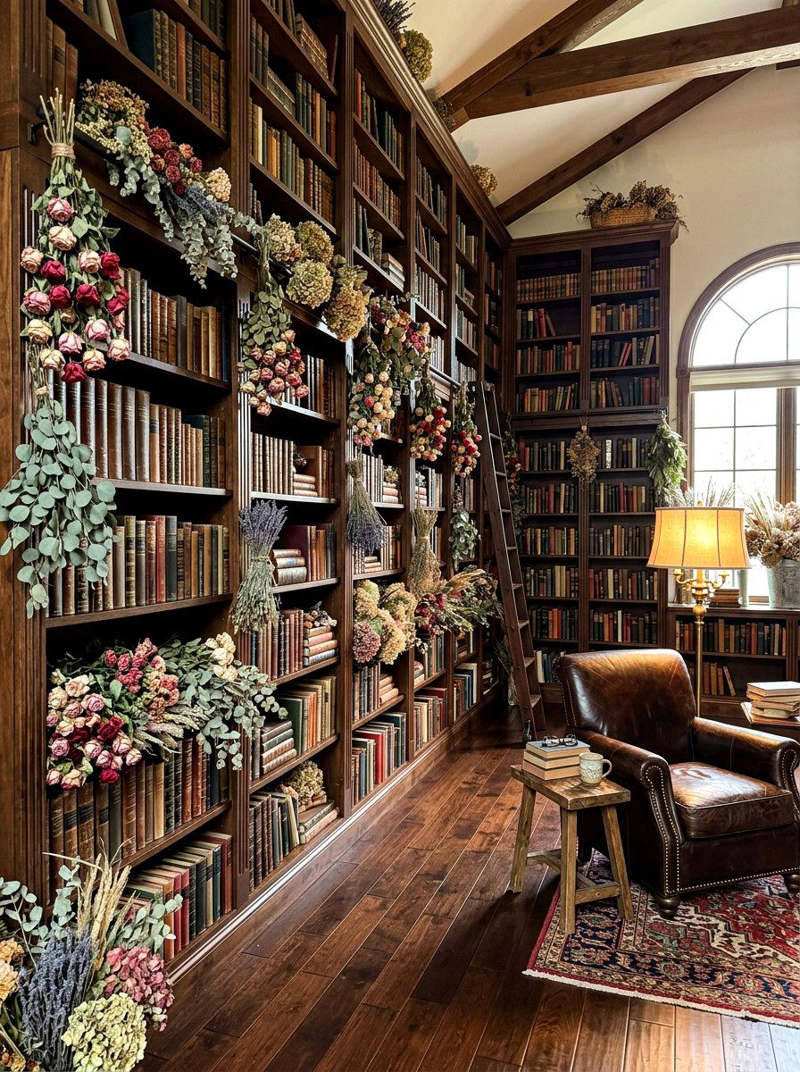 Dried Flower Library - 30 dark romantic Halloween home ideas