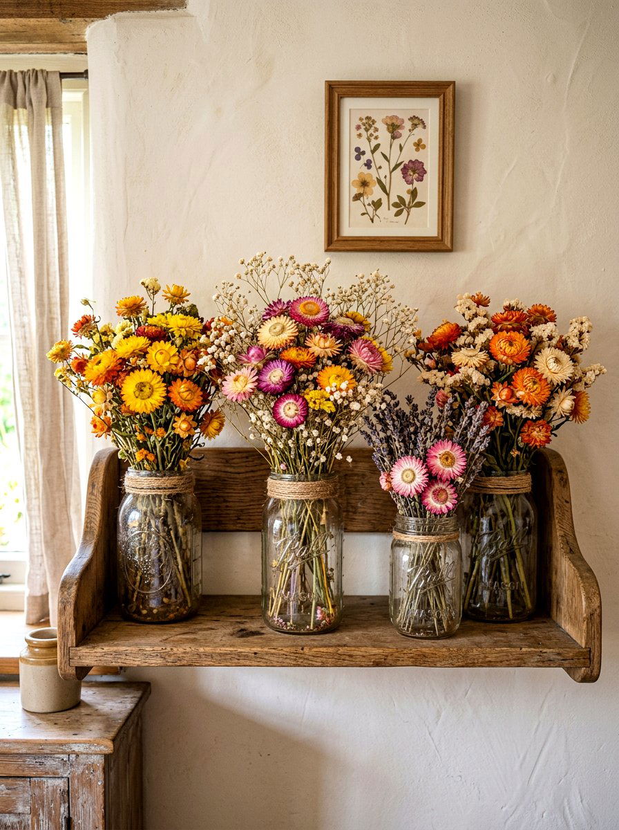 Dried Flower Shelf - 30 spring shelf styling ideas aesthetic