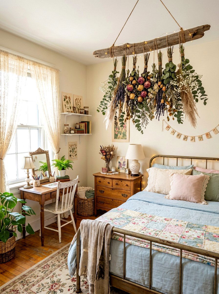 Dried Flower Wall Hanging - 30 dorm wall decor ideas