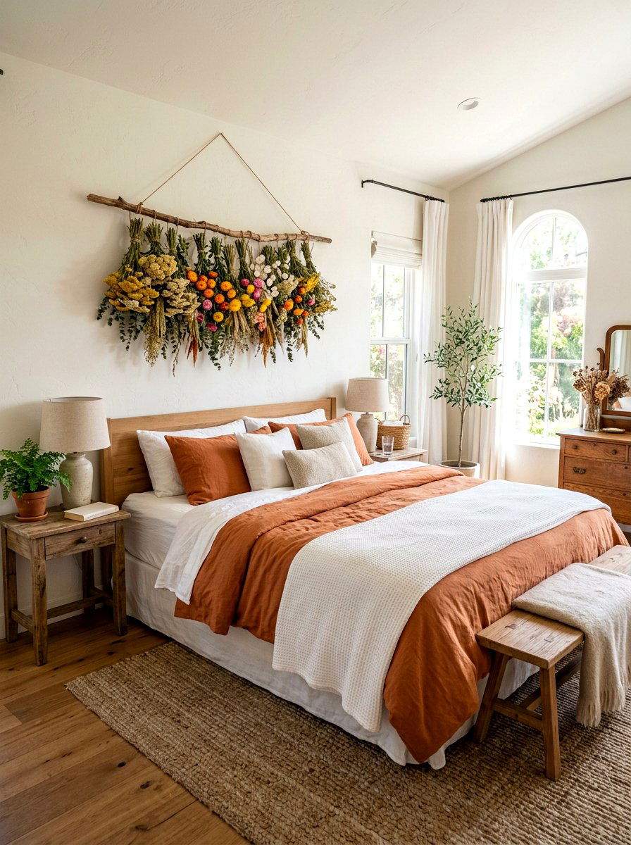 Dried Flower Wall Hanging - 30 natural harvest decor ideas