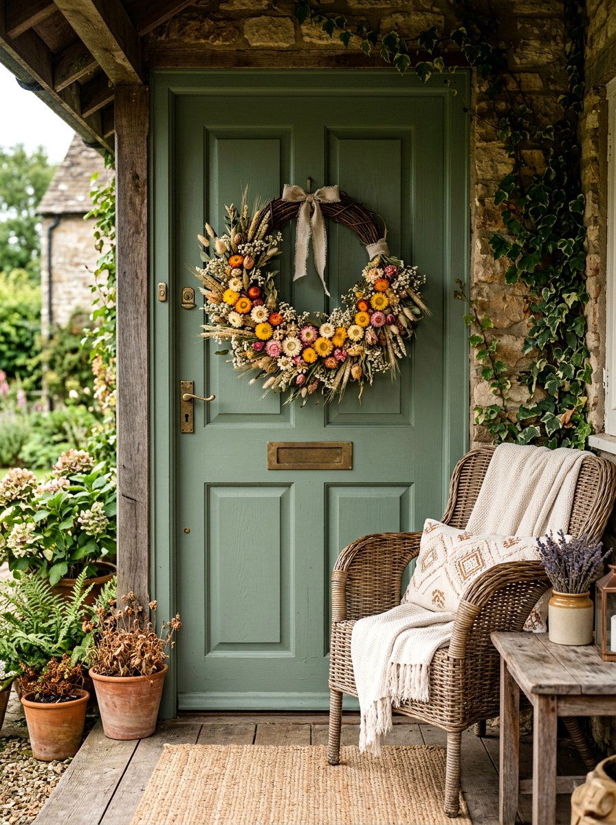 Dried Flower Wreath - 30 exterior wreath styling ideas