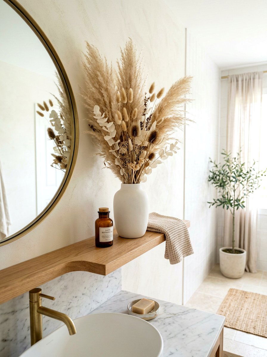 Dried Flowers Bathroom Vase - 30 TikTok bathroom decor ideas