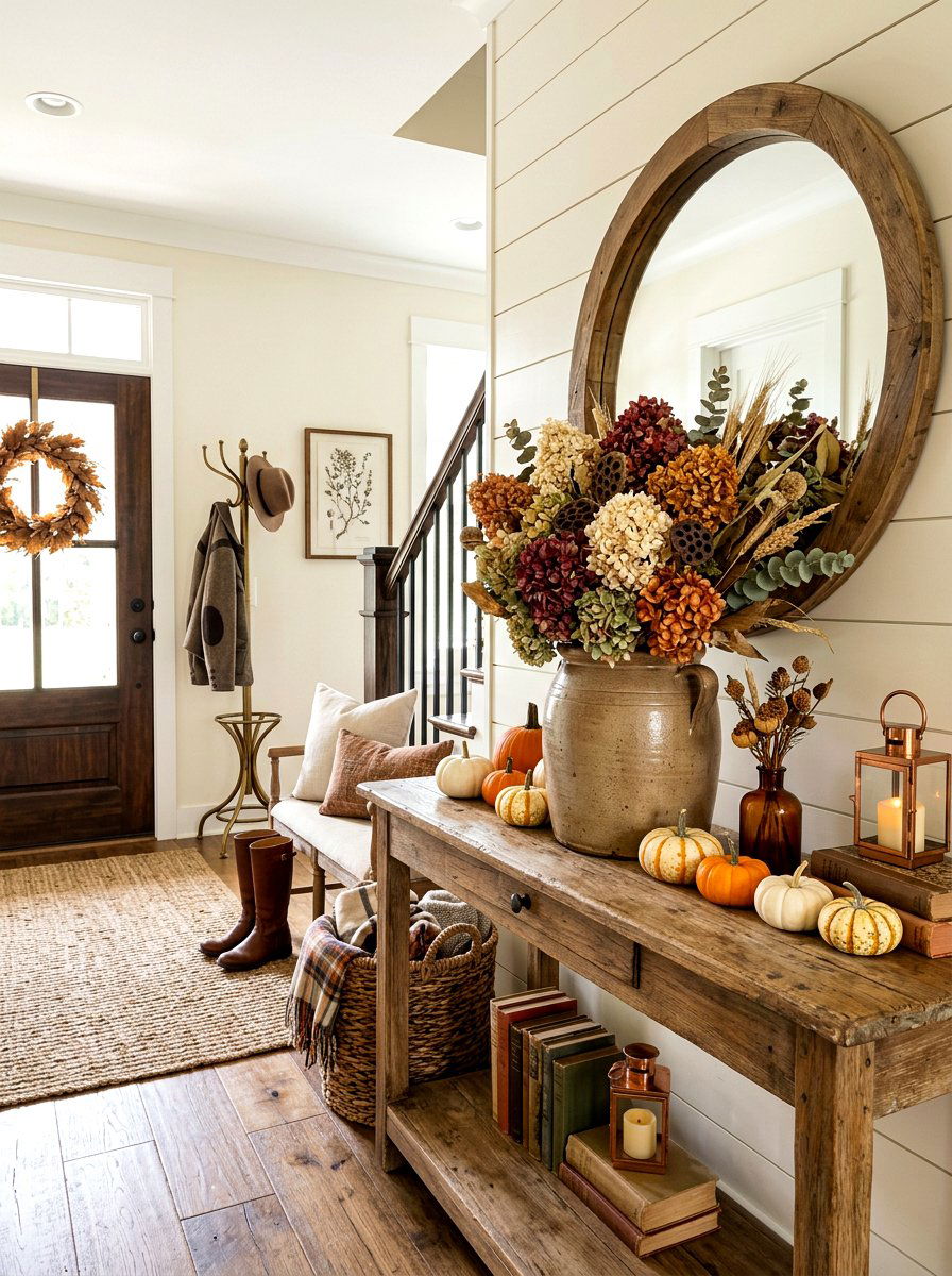 Dried Hydrangea Autumn Arrangement - 30 hydrangea centerpiece ideas