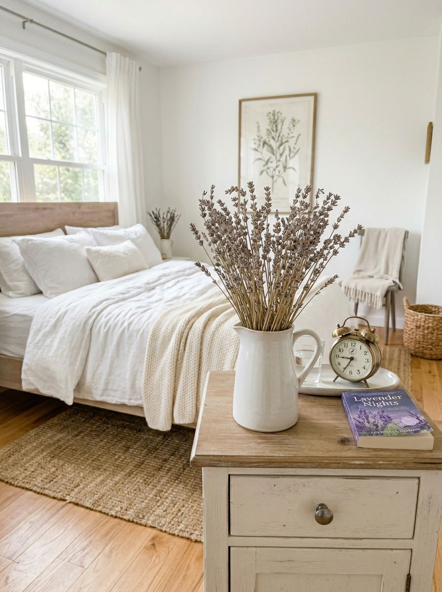 Dried Lavender Bouquet - 30 soft vintage bedroom ideas