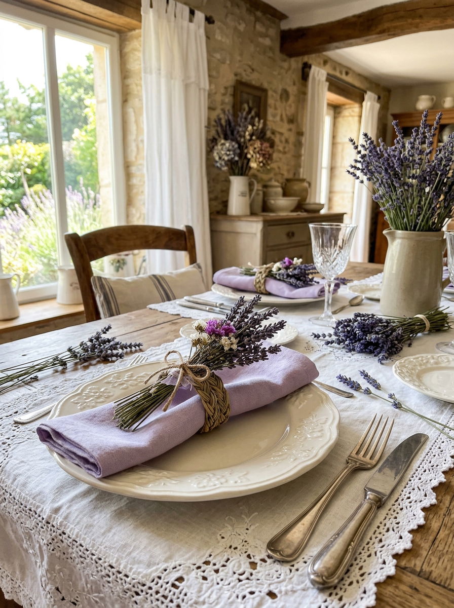 Dried Lavender Napkin Ring - 30 napkin ring ideas