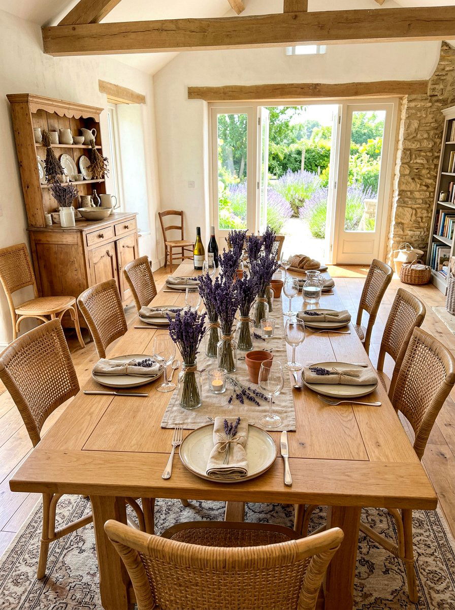 Dried Lavender Table Theme - 30 farmhouse table decor ideas