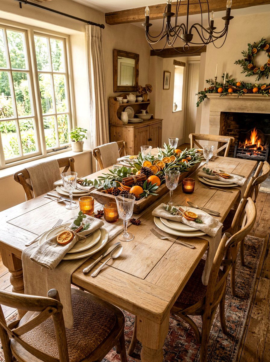 Dried Orange Accent - 30 winter dining table ideas