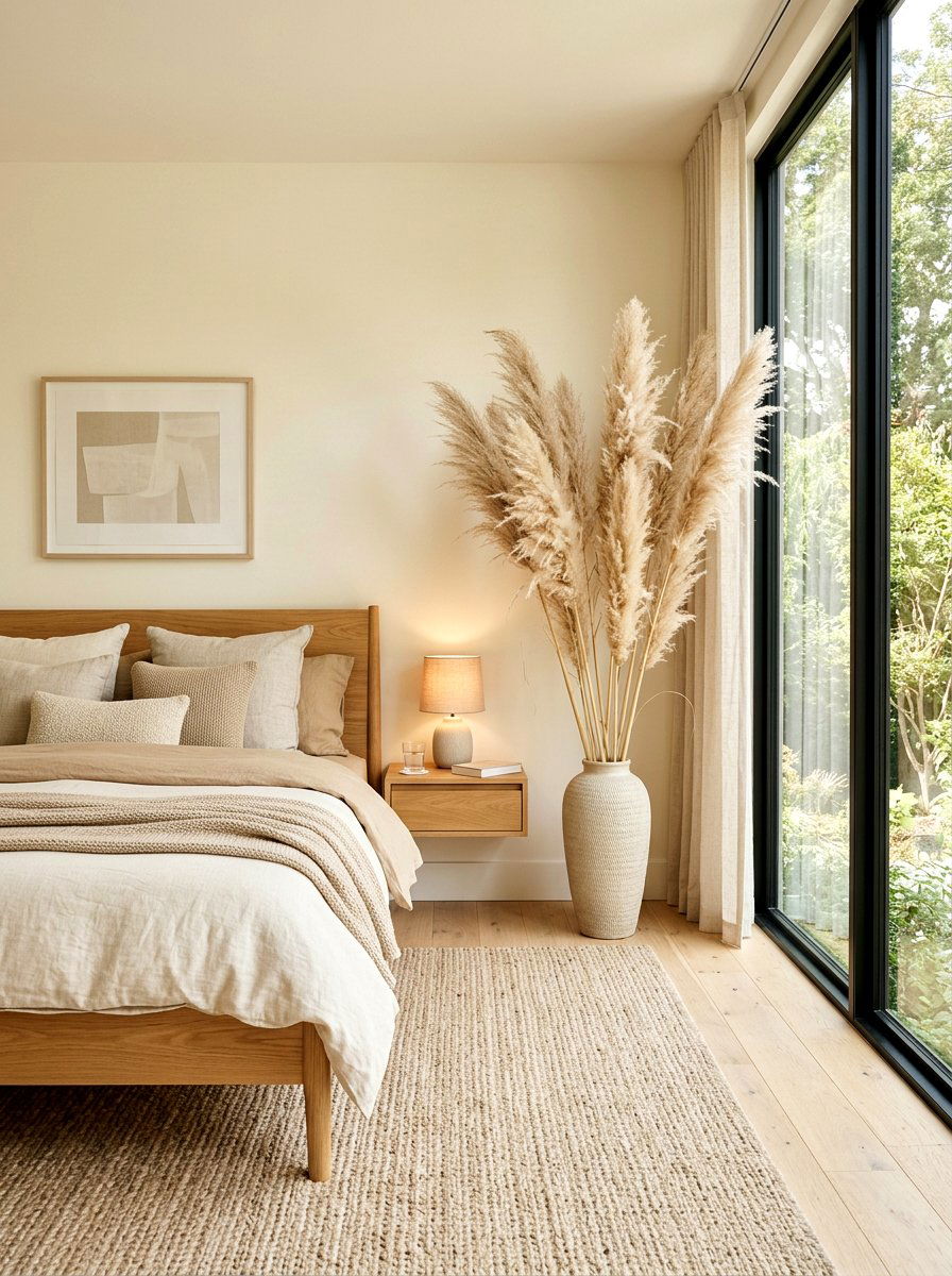 Dried Pampas Grass - 30 organic modern bedroom ideas