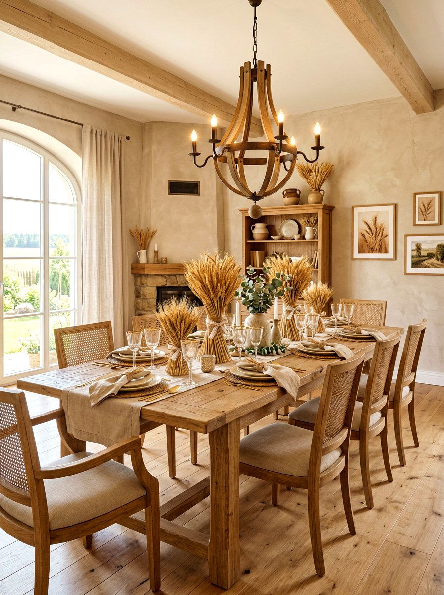 Dried Wheat Table Decor - 30 Thanksgiving table decor ideas