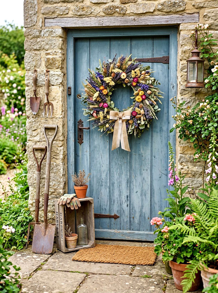 Dried Wildflower Wreath - 30 spring wreath ideas