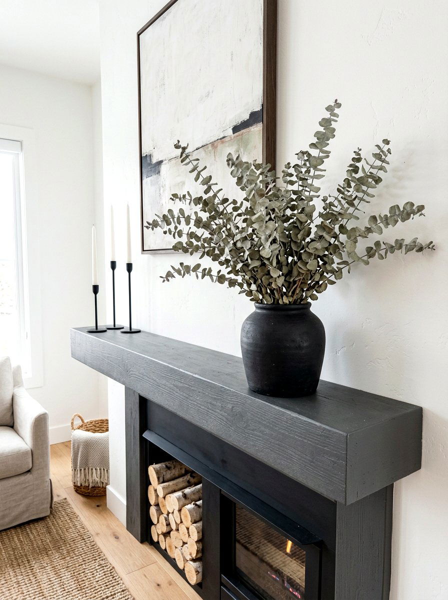 Dried eucalyptus stems - 30 moody mantel fall ideas