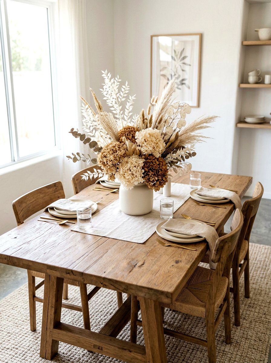 Dried floral centerpiece - 30 neutral tablescape ideas